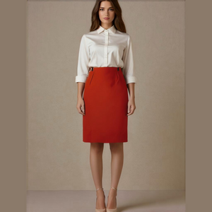 vintage Braemer hundred percent wool vibrant, red pencil skirt size 14